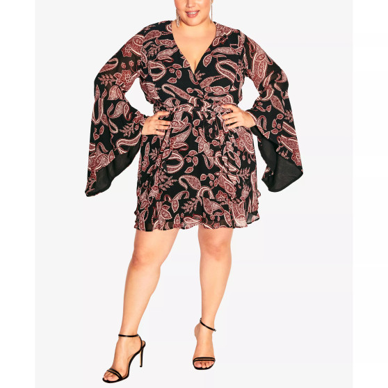 Trendy Plus Size Paisley Mini Dress