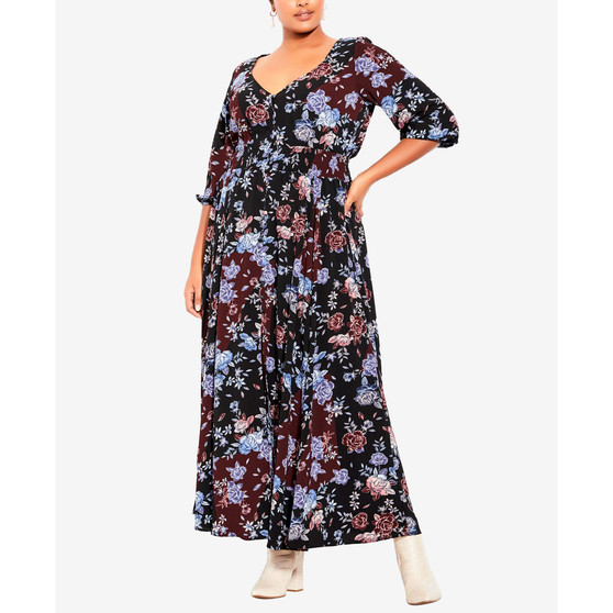 Plus Size Trendy Puzzle Pieces Maxi Dress