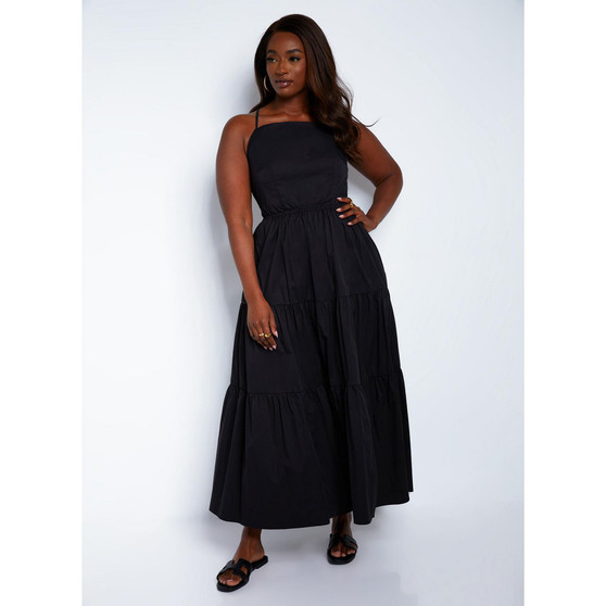 Women's Plus Size Grace Layered Open Back Maxi A Line Dress