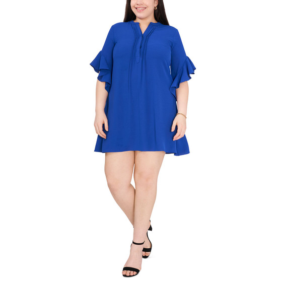 Plus Size 3/4-Sleeve Ruffle-Cuff Dress