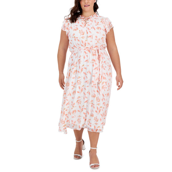 Plus Size Flutter-Sleeve Midi Dress