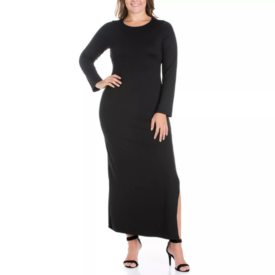 Women's Plus Size Side Slit Fitted Maxi Dress