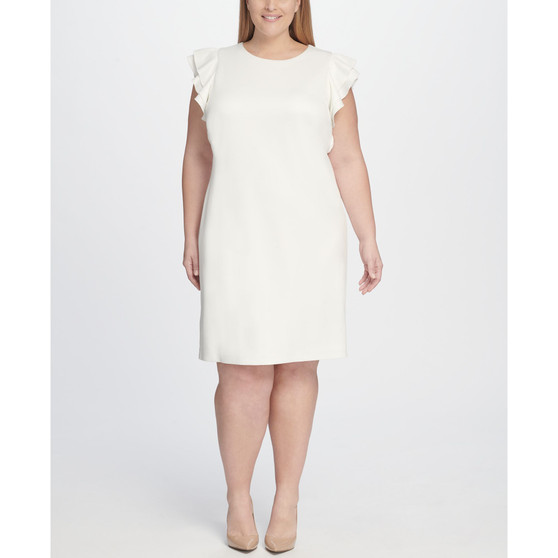 Plus Size Sheath Flutter Sleeve Dress