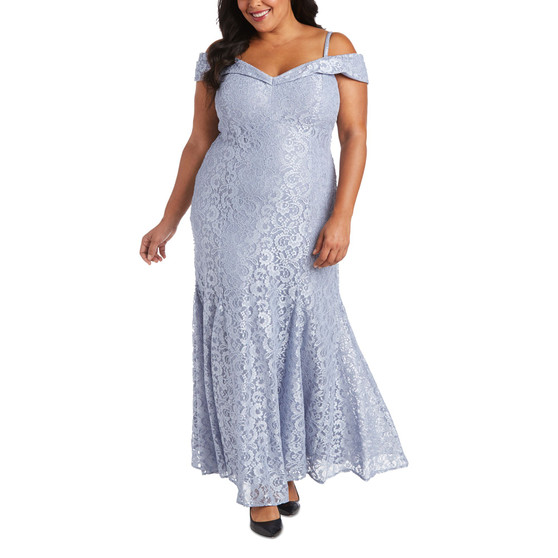 Plus Size Off-The-Shoulder Lace Gown