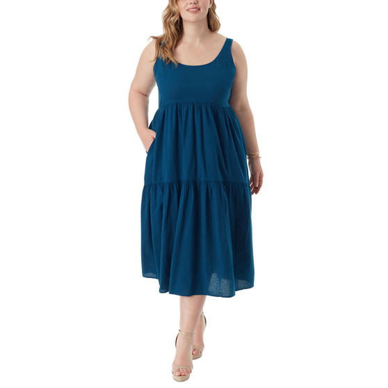 Trendy Plus Size Cheryl Cotton Tiered Dress