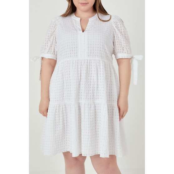 Women's Plus size Gingham Tiered Mini Dress