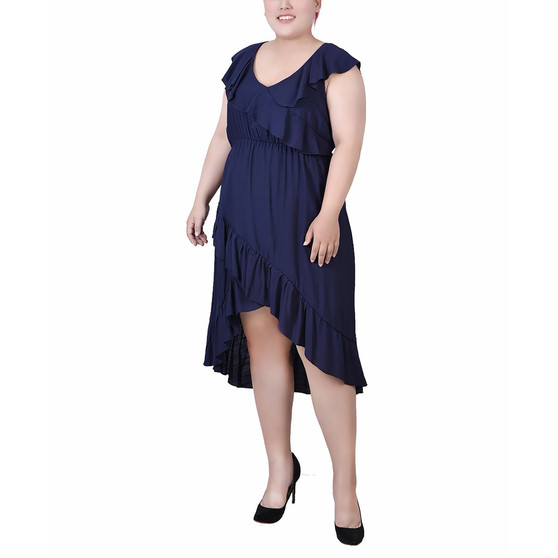Plus Size Sleeveless Flounced Dress