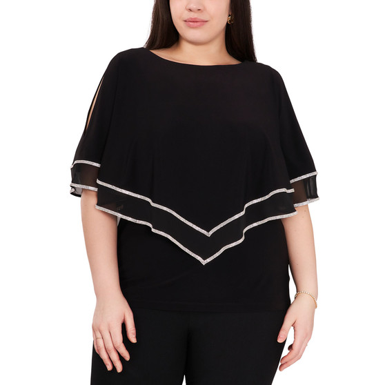 Plus Size Embellished Overlay Top