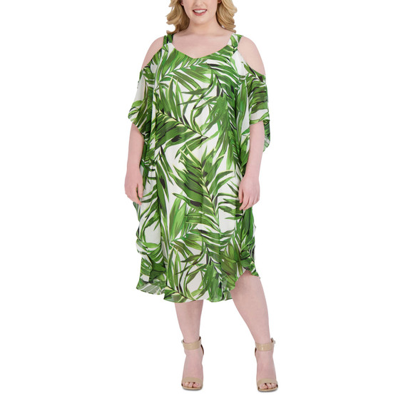 Plus Size Cold-Shoulder Caftan Dress