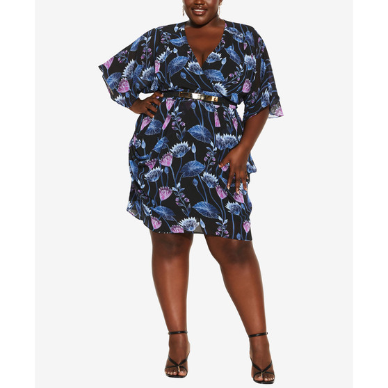 Trendy Plus Size Wrap Vine Dress