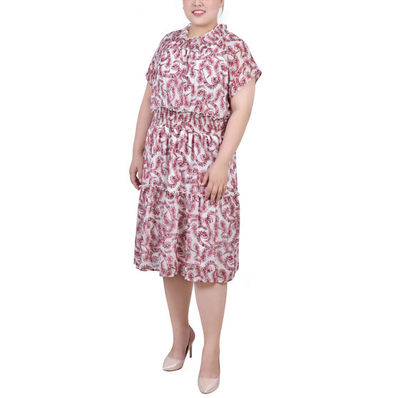 Plus Size Short Sleeve Smocked Waist Dress