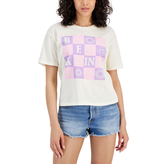 Juniors' Be Kind Checker Grid Graphic Tee