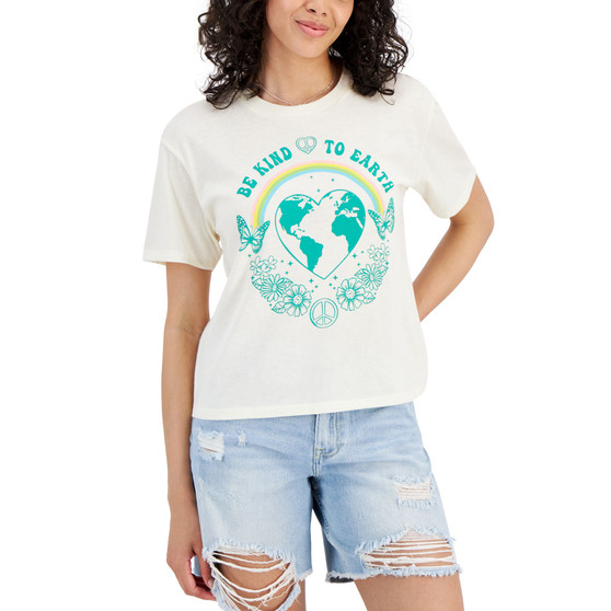 Juniors' Be Kind To The Earth Graphic Tee