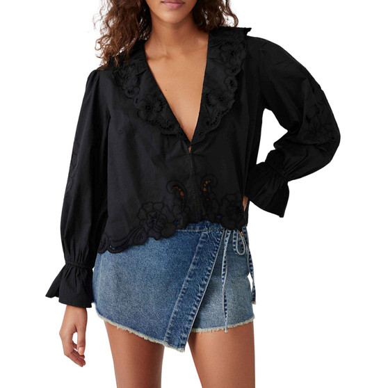 Women's Maisie Eyelet Blouson-Sleeve Cotton Top