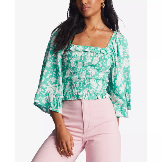 Juniors' Be My Babe Floral Bell-Sleeve Top