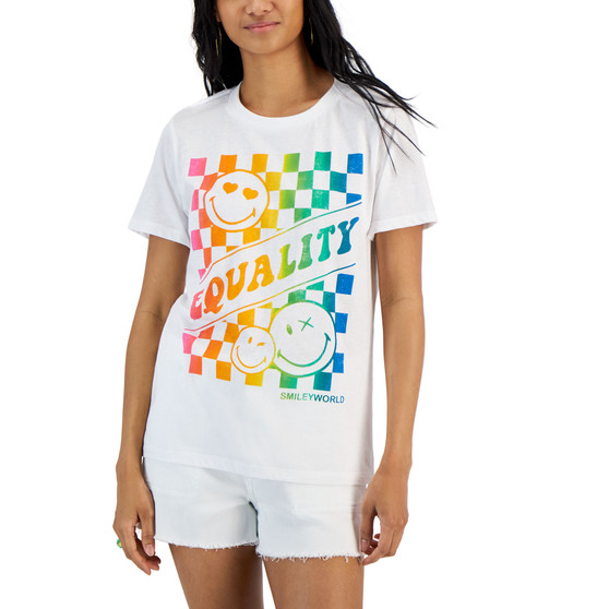 Juniors' Checkered Equality Graphic T-Shirt