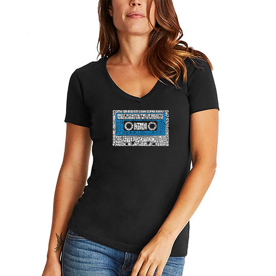 Women's 80s One Hit Wonders Word Art V-neck T-shirt