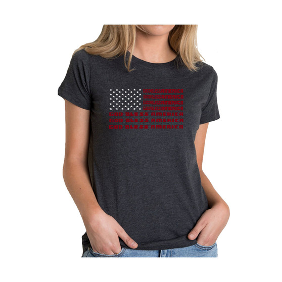 Women's Premium Blend T-Shirt with God Bless America Word Art