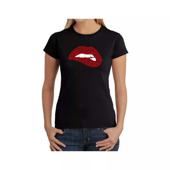 Women's Word Art T-Shirt - Savage Lips