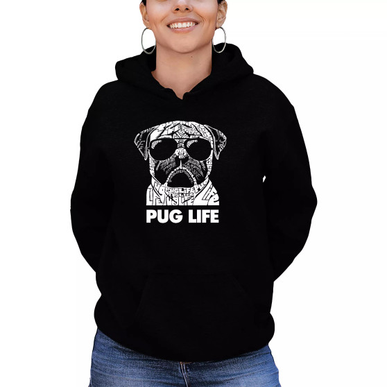 Women's Word Art Pug Life Hooded Sweatshirt