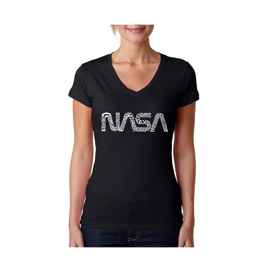 Women's Word Art V-Neck T-Shirt - Worm Nasa