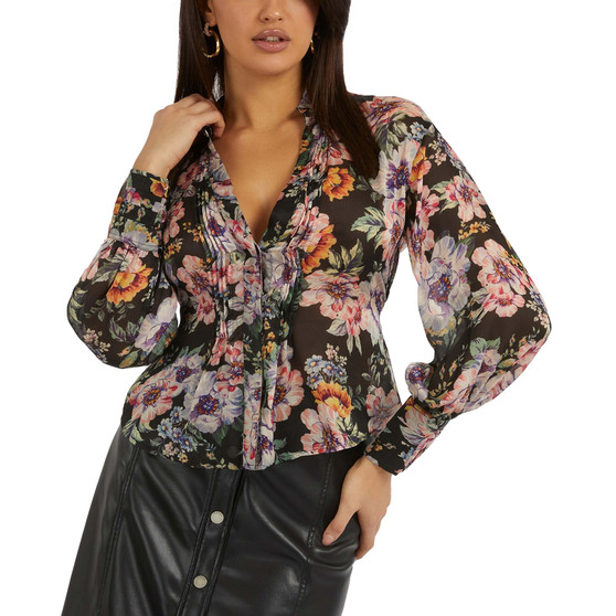 Women's Monica Printed Chiffon Long-Sleeve Top