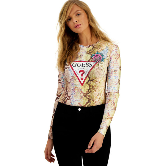 WOMEN'S LONG SLEEVE LOGO SNAKE PRINT BODYSUIT