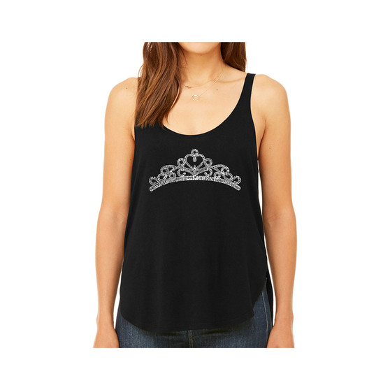 Women's Premium Word Art Flowy Tank Top- Princess Tiara