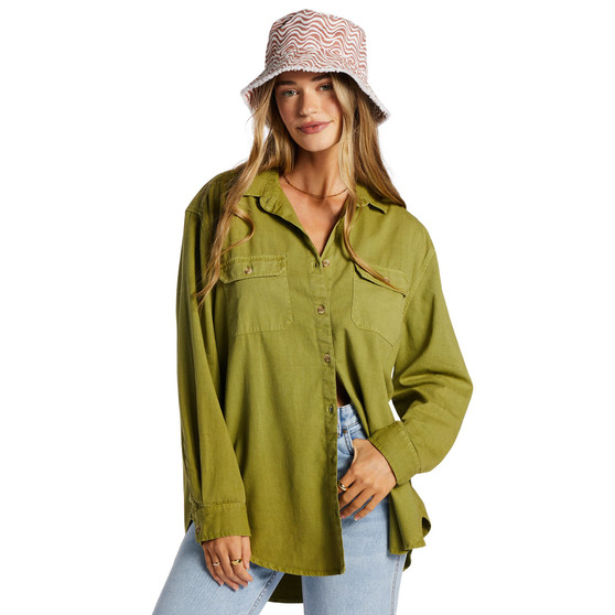 Juniors' So Stoked Cotton Twill Shirt