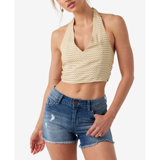 Juniors' Kennie Printed Crop Halter Tank Top