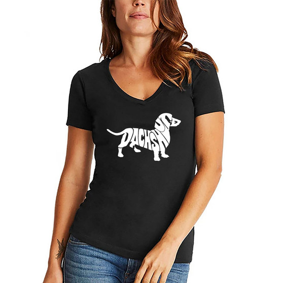 Women's Dachshund Word Art V-Neck T-shirt