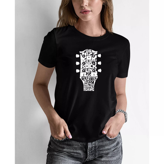 Women's Word Art Guitar Head Music Genres T-shirt