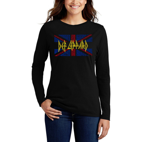 Women's Word Art Long Sleeve T-shirt - Def Leppard Top
