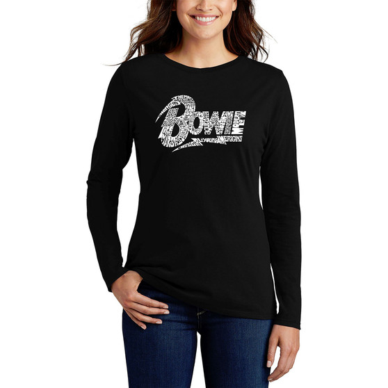 Women's David Bowie Logo Word Art Long Sleeve T-shirt