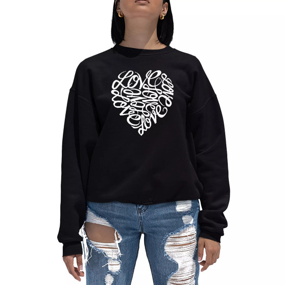Women's Word Art Crewneck Love Heart Sweatshirt