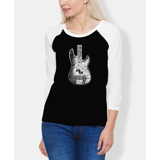 Women's Raglan Word Art Bass Guitar T-shirt