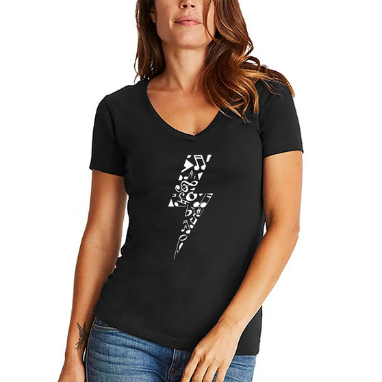 Women's Lightning Bolt Word Art V-Neck T-shirt