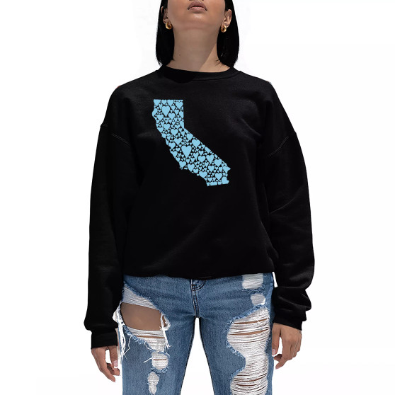 Women's California Hearts Word Art Crewneck Sweatshirt