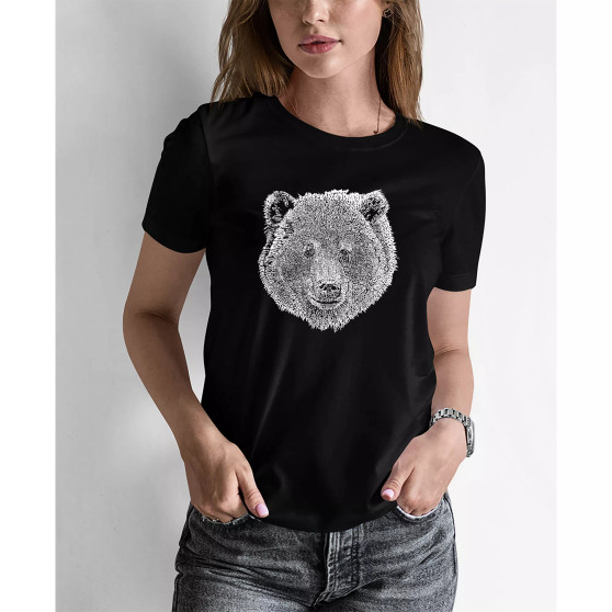 Women's Word Art Bear Face T-shirt
