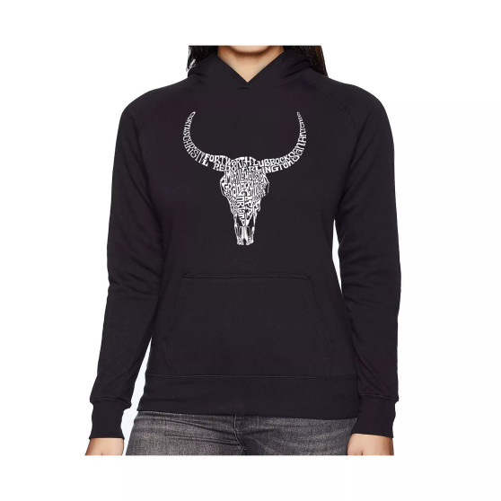 Women's Word Art Hooded Sweatshirt -Texas Skull