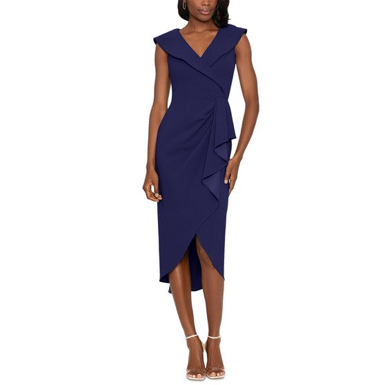 Women's Ruffled Tulip-Hem Sheath Dress