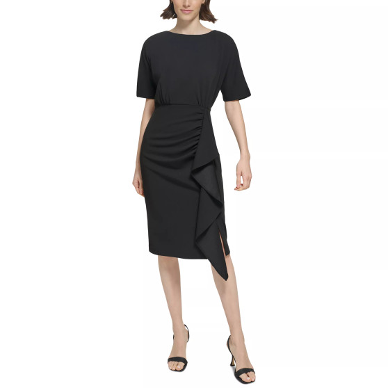 Women's Ruffled Ruched Sheath Dress