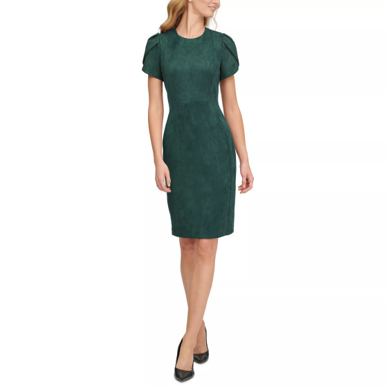 Women's Faux-Suede Tulip-Sleeve Dress