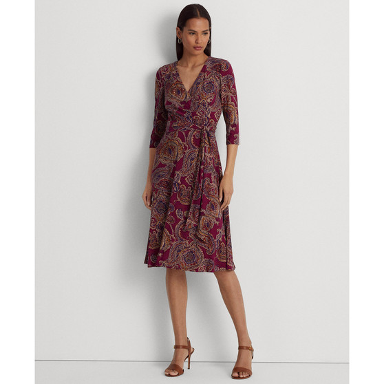 Women's Paisley Surplice Jersey Dress