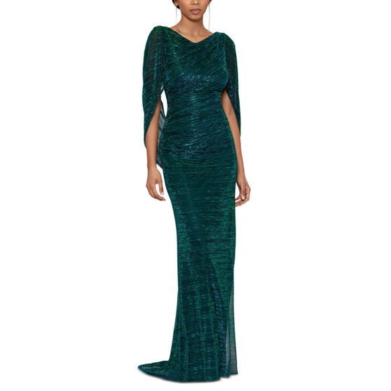 Women's Metallic Cape-Sleeve Gown