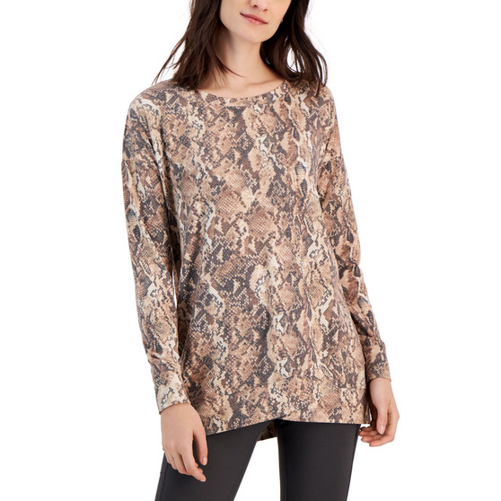 Women's Snake-Embossed Tulip-Hem Sweatshirt, Created for Macy's