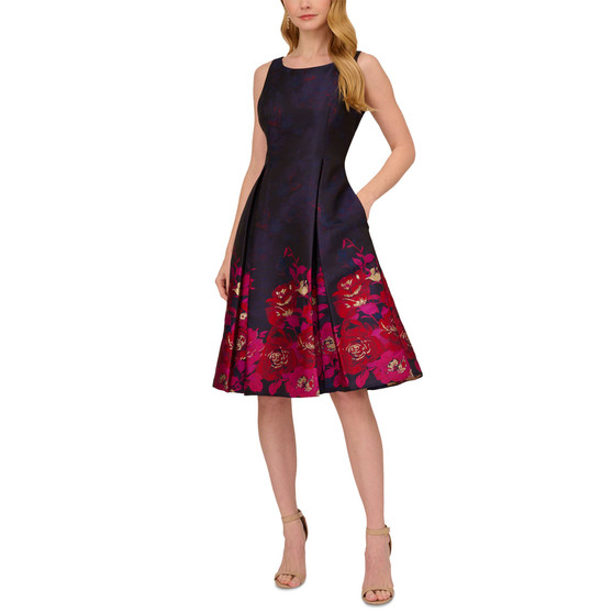 Women's Boat-Neck Fit & Flare Jacquard Dress