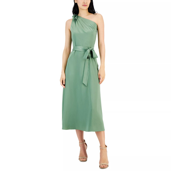 Women's One-Shoulder Tie-Waist Midi Dress