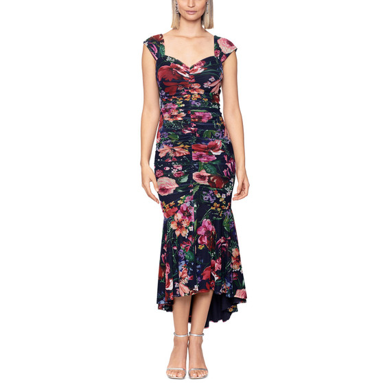 Women's Floral-Print Ruched Midi Dress