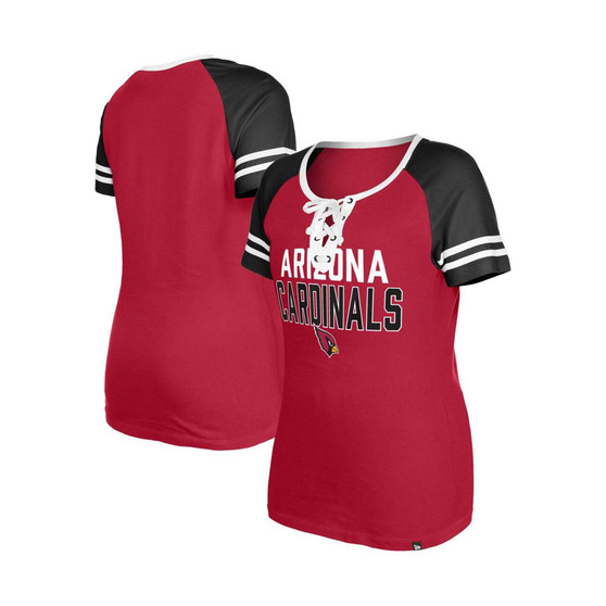 Women's Cardinal Arizona Cardinals Raglan Lace-Up T-shirt